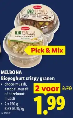 Lidl Milbona biyoghurt crispy granen aanbieding