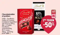 Delhaize Chocoladetablet of pralines aanbieding