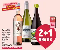 Delhaize Santa Julia witte-, rode- of roséwijn aanbieding
