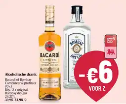 Delhaize Alcoholische drank Bacardi of Bombay aanbieding