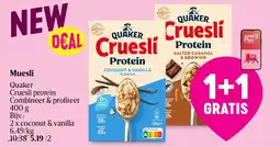 Delhaize Muesli Quaker Cruesli protein aanbieding