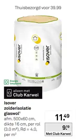 Karwei Isover zolderisolatie glaswol aanbieding