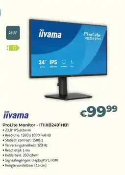 AUVA iiyama prolite monitor - itiixb2491hb1 aanbieding