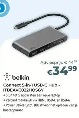AUVA belkin connect 5-in-1 usb-c hub aanbieding