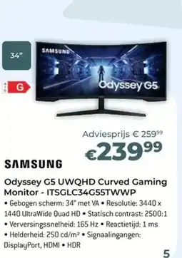 AUVA samsung odyssey g5 uwqhd curved gaming monitor aanbieding