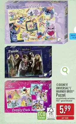 ALDI Disney/ universal/ warner bros puzzel aanbieding