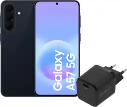 Coolblue Samsung Galaxy A57 256GB Donkerblauw 5G + BlueBuilt Oplader met Usb C Poort 45W Zwart aanbieding