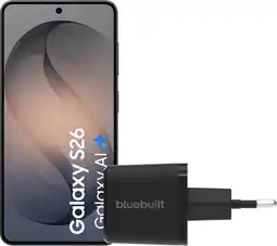 Coolblue Samsung Galaxy S26 512GB Zwart 5G + BlueBuilt Oplader 45 Watt Zwart aanbieding