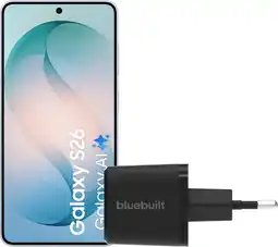 Coolblue Samsung Galaxy S26 256GB Lichtblauw 5G + BlueBuilt Oplader 45 Watt Zwart aanbieding