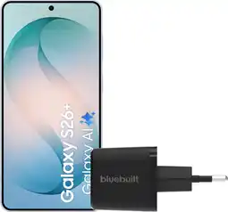 Coolblue Samsung Galaxy S26 Plus 256GB Lichtblauw 5G + BlueBuilt Oplader 45 Watt Zwart aanbieding