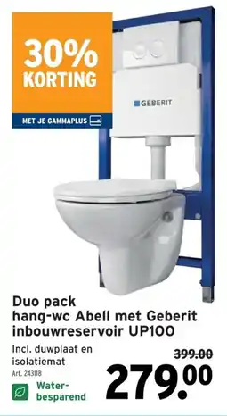 GAMMA duo pack hang-wc abell met geberit inbouwreservoir up100 aanbieding