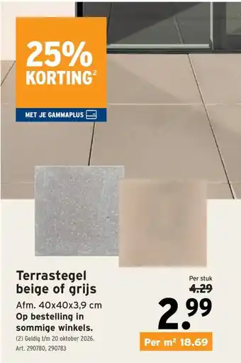GAMMA Terrastegel beige of grijs aanbieding