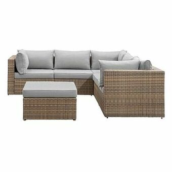 Le Sud modulaire hoekloungeset Dordogne - taupe/lichtgrijs - 6-delig - Leen Bakker