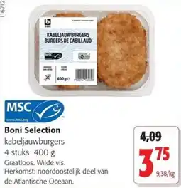 Colruyt boni selection kabeljauwburgers aanbieding