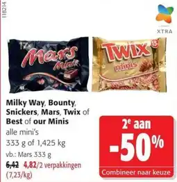 Colruyt Milky Way, Bounty, Snickers, Mars, Twix of Best of our Minis aanbieding