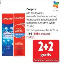 Colruyt Colgate alle tandpasta's, manuele tandenborstels of mondwaters aanbieding