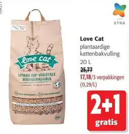 Colruyt Love Cat plantaardige kattenbakvulling aanbieding