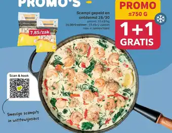 Scampi gepeld en ontdarmd