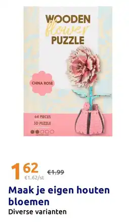 Action Wooden flower puzzle aanbieding