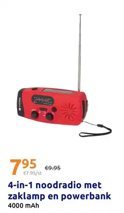 Action 4-in-1 noodradio met zaklamp en powerbank aanbieding