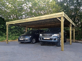 Makro Carport hout dubbel 616 x 550 cm aanbieding