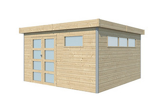 Makro Tuinhuis Lounge 385 x 385 cm stalen dak op geïsoleerd onderdak aanbieding