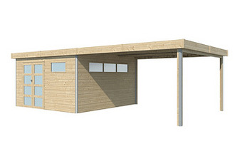 Makro Tuinhuis Lounge 385 x 385 cm + extensie 400 cm stalen dak met anti-condensdoek aanbieding