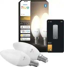 Coolblue Philips Hue Kaarslamp White E14 Duo Pack aanbieding