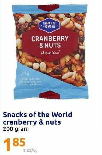 Action Snacks of the world cranberry + nuts aanbieding