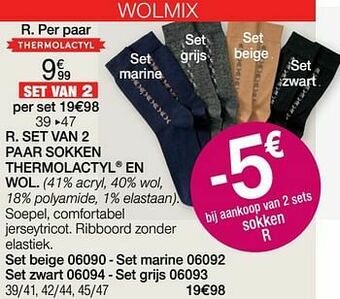 Damart Set van 2 paar sokken thermolactyl en wol aanbieding
