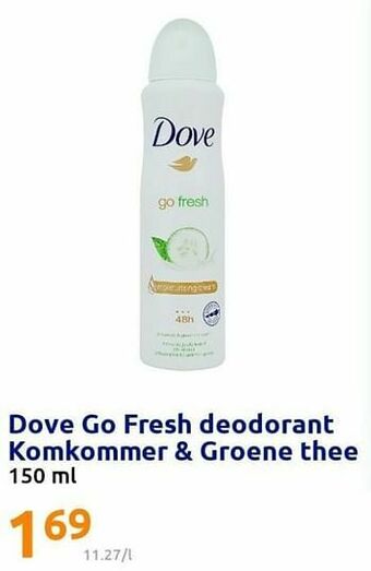 Action Dove go fresh deodorant komkommer + groene thee aanbieding