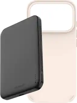 Coolblue BlueBuilt MagSafe Hoesje iPhone 18 Pro Beige + Powerbank 5.000 mAh Grijs aanbieding