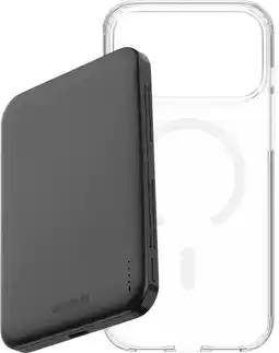 Coolblue BlueBuilt MagSafe Hoesje iPhone 18 Pro Max Transparant + Powerbank 5.000 mAh Grijs aanbieding