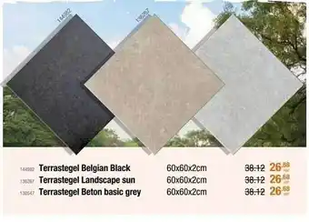 Cevo Terrastegel Belgian Black, Terrastegel Landscape Sun, Terrastegel Beton Basic Grey aanbieding
