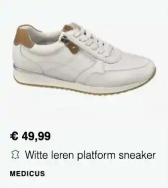vanHaren Medicus Witte leren platform sneaker aanbieding
