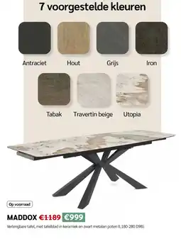 Crack Maddox tafel aanbieding