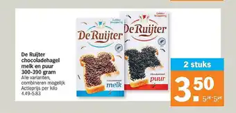 Albert Heijn De Ruijter Chocoladehagel Melk En Puur 300-390 Gram aanbieding