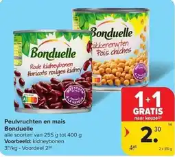 Carrefour Market Peulvruchten en mais Bonduelle aanbieding