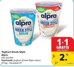 Carrefour Market Yoghurt Greek Style Alpro aanbieding