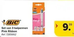 Carrefour Market Bic Set van 3 balpennen Pink Ribbon aanbieding