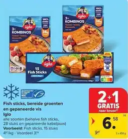 Carrefour Market Fish sticks, bereide groenten en gepaneerde vis aanbieding