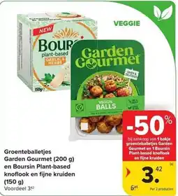 Carrefour Market Groenteballetjes Garden Gourmet en Boursin Plant-based knoflook en fijne kruiden aanbieding