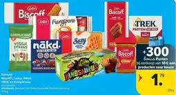 Carrefour Market Koekjes Biscoff, Lotus, Nakd, TREK en Kiddylicious aanbieding