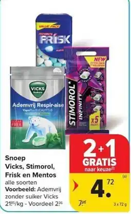 Carrefour Market Snoep Vicks, Stimorol, Frisk en Mentos aanbieding