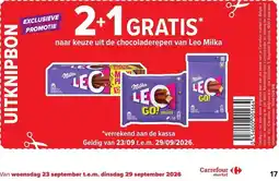 Carrefour Market Leo Milka chocoladerepen aanbieding