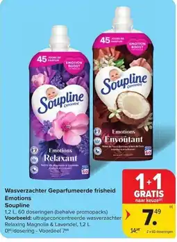 Carrefour Market Wasverzachter Geparfumeerde frisheid Emotions Soupline aanbieding