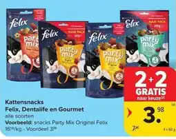 Carrefour Market Kattensnacks Felix, Dentalife en Gourmet aanbieding