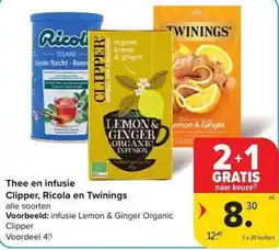 Carrefour Market Thee en infusie Clipper, Ricola en Twinings aanbieding