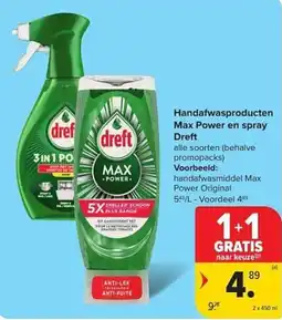 Carrefour Market handafwasproducten max power en spray dreft aanbieding