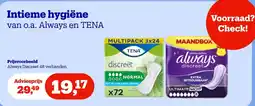 Bol.com Intieme hygiëne van o.a. Always en TENA aanbieding